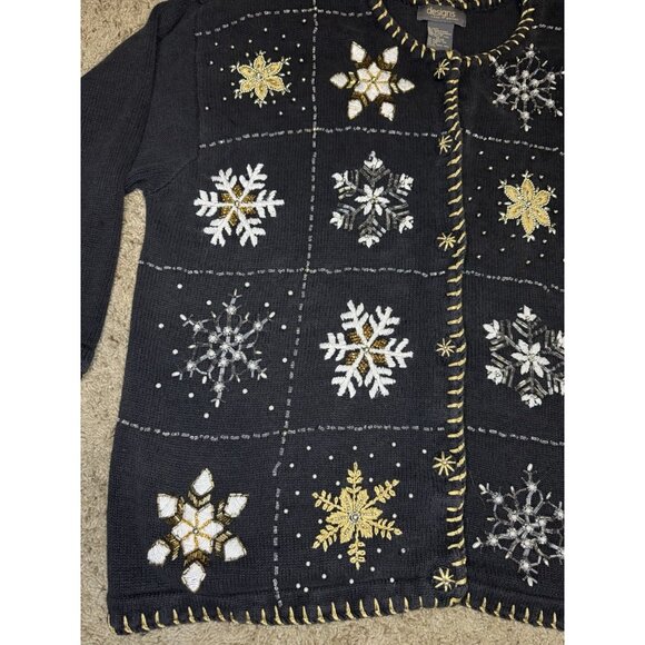 LANE BRYANT Holiday Knit Cardigan Sweater Christmas Festive Heavily Beaded 26/28 - Picture 8 of 9